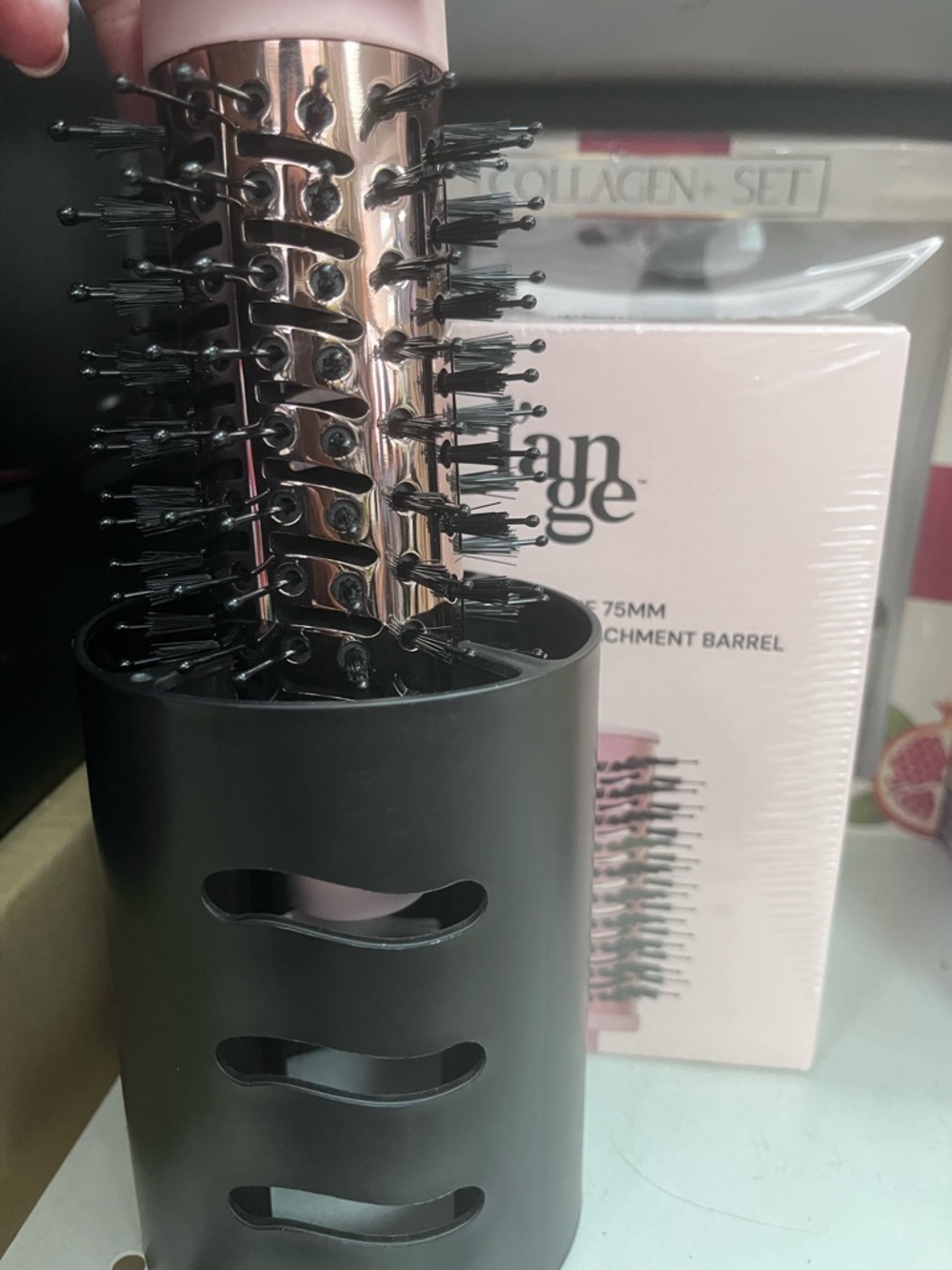 Lange Volume 43MM 75MM 2-in-1 Brush Dryer Attachment Barrel - Black pink new - Picture 5 of 5